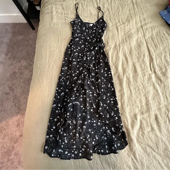H&M | Dresses | Hm Black Floral Midi Sundress | Poshmark